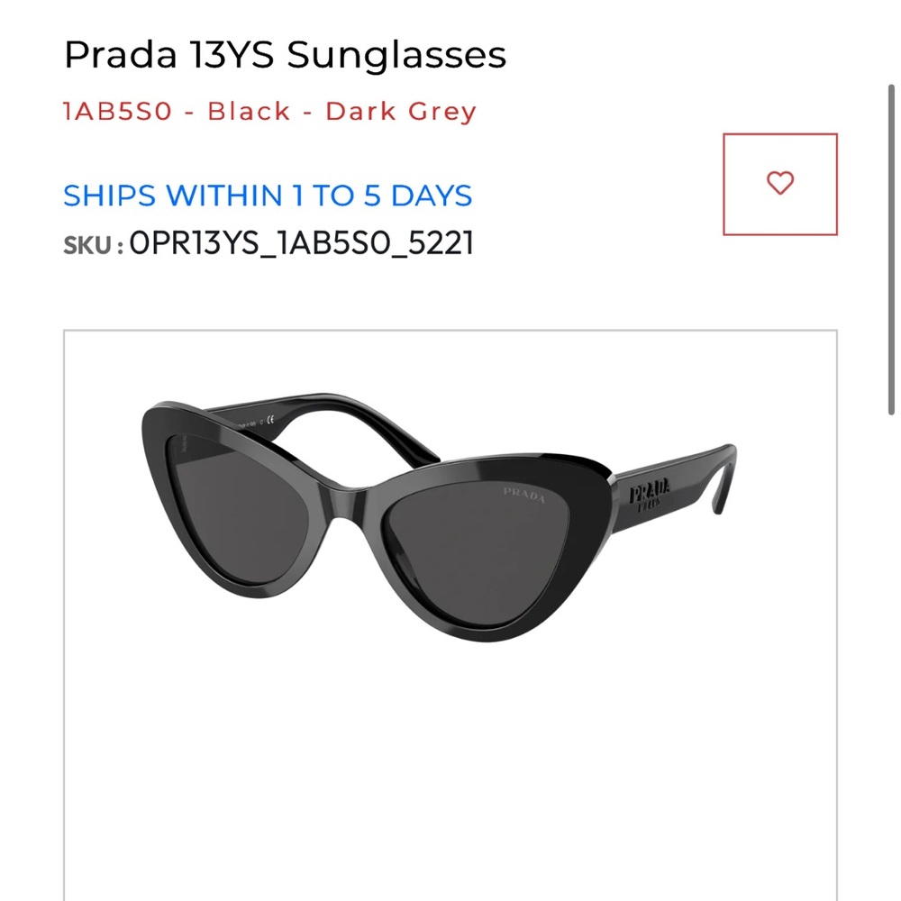 Prada Black Retro Cat-Eye Sunglasses